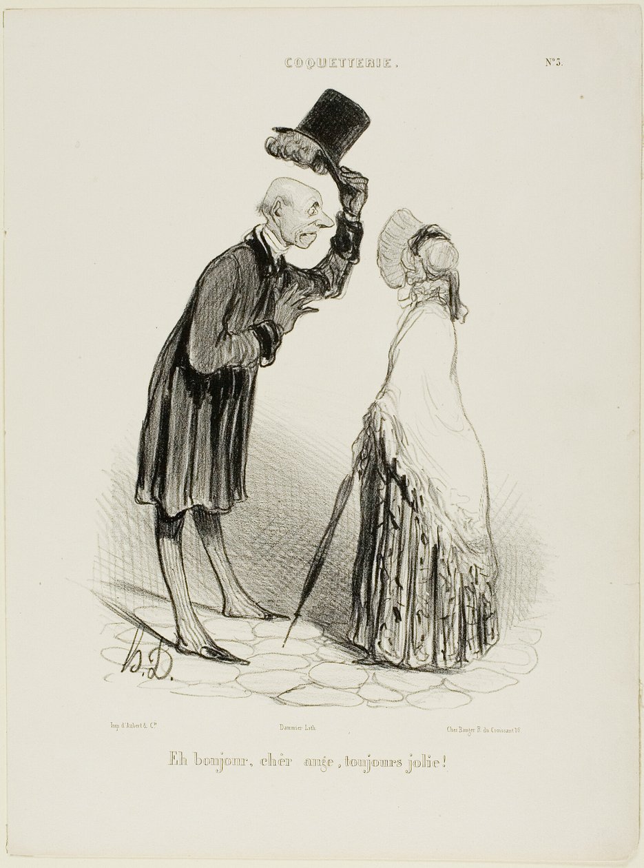 "Hallo, Angel, altijd mooi...," plaat 3 van Coquetterie door Honoré Victorin Daumier