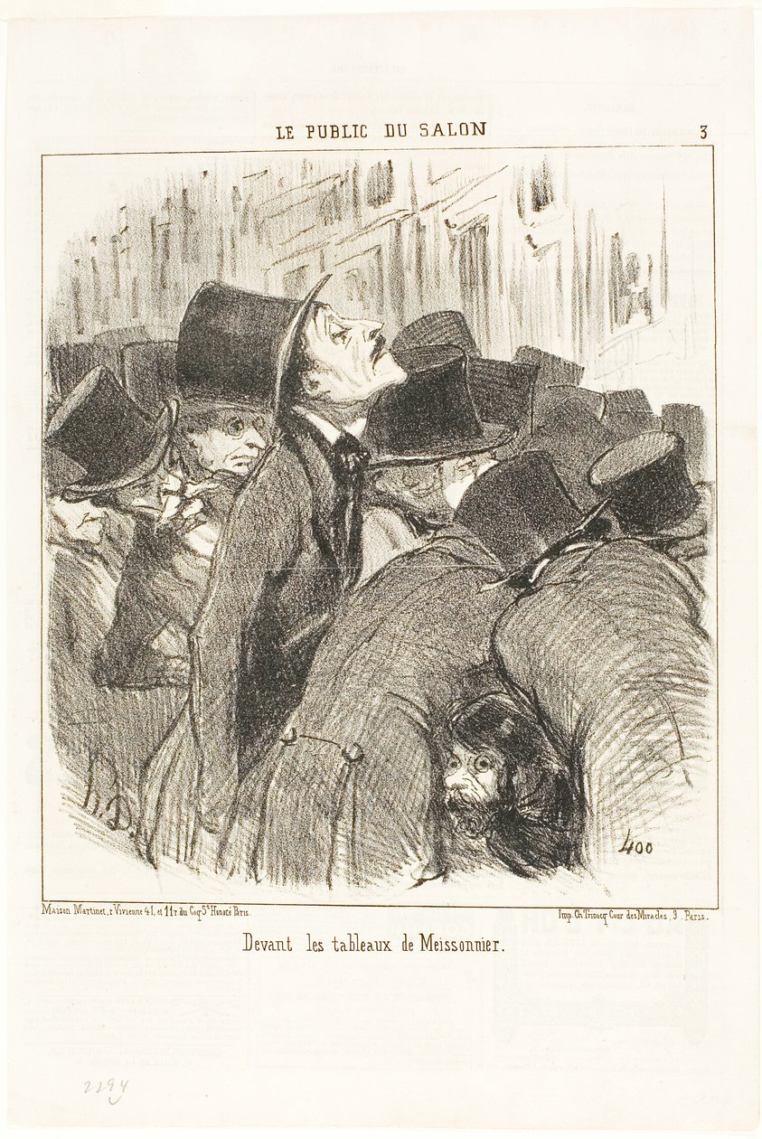 Voor de schilderijen van Meissonnier, plaat 3 uit Le Public Du Salon door Honoré Victorin Daumier
