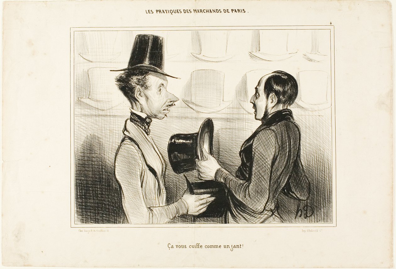 "Het past je als gegoten!", bord 34 van Types Parisiens door Honoré Victorin Daumier