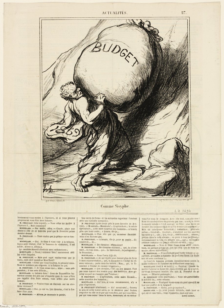 Net als Sisyphus, plaat 27 uit Actualités door Honoré Victorin Daumier