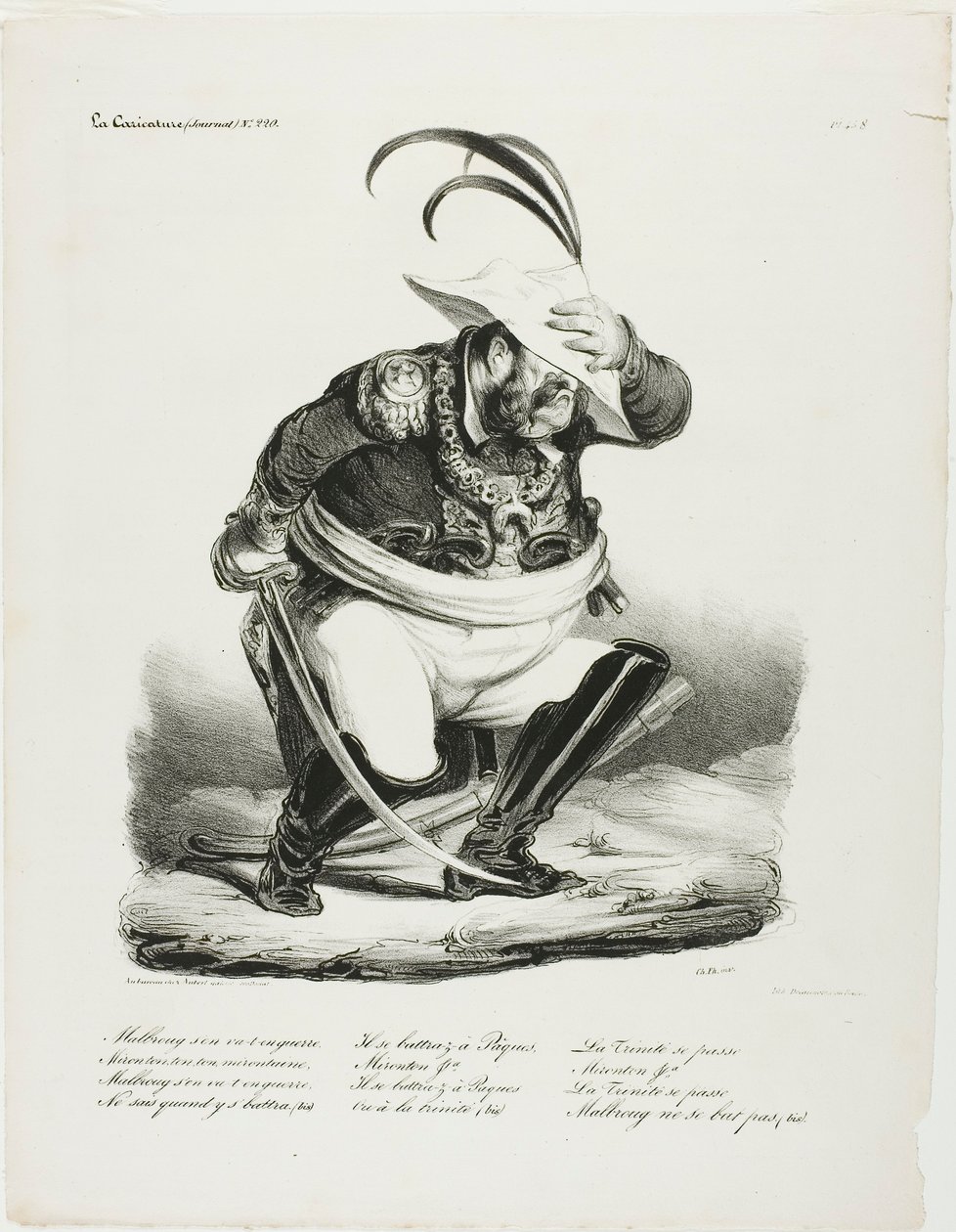 Malbroug trekt ten strijde... door Honoré Victorin Daumier