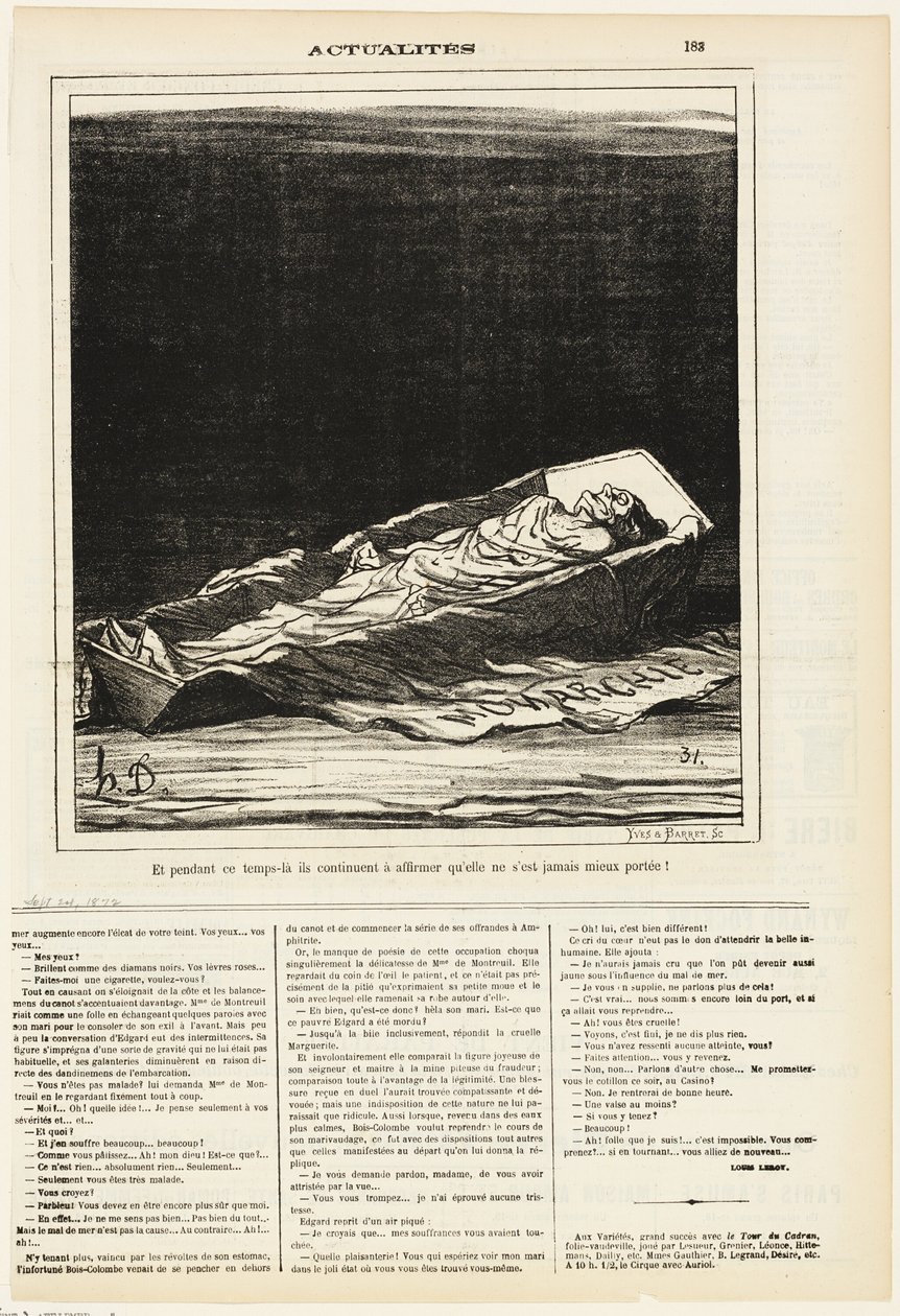 Ondertussen blijven ze volhouden dat ze nog nooit zo goed is geweest, plaat 183 van Actualités door Honoré Victorin Daumier