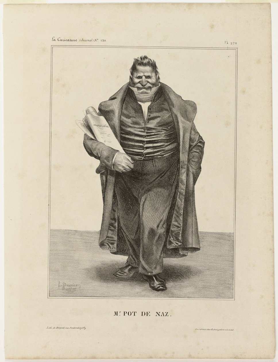 Mr. Pot De Naz..., plaat 270 van Cartooning Celebrities door Honoré Victorin Daumier