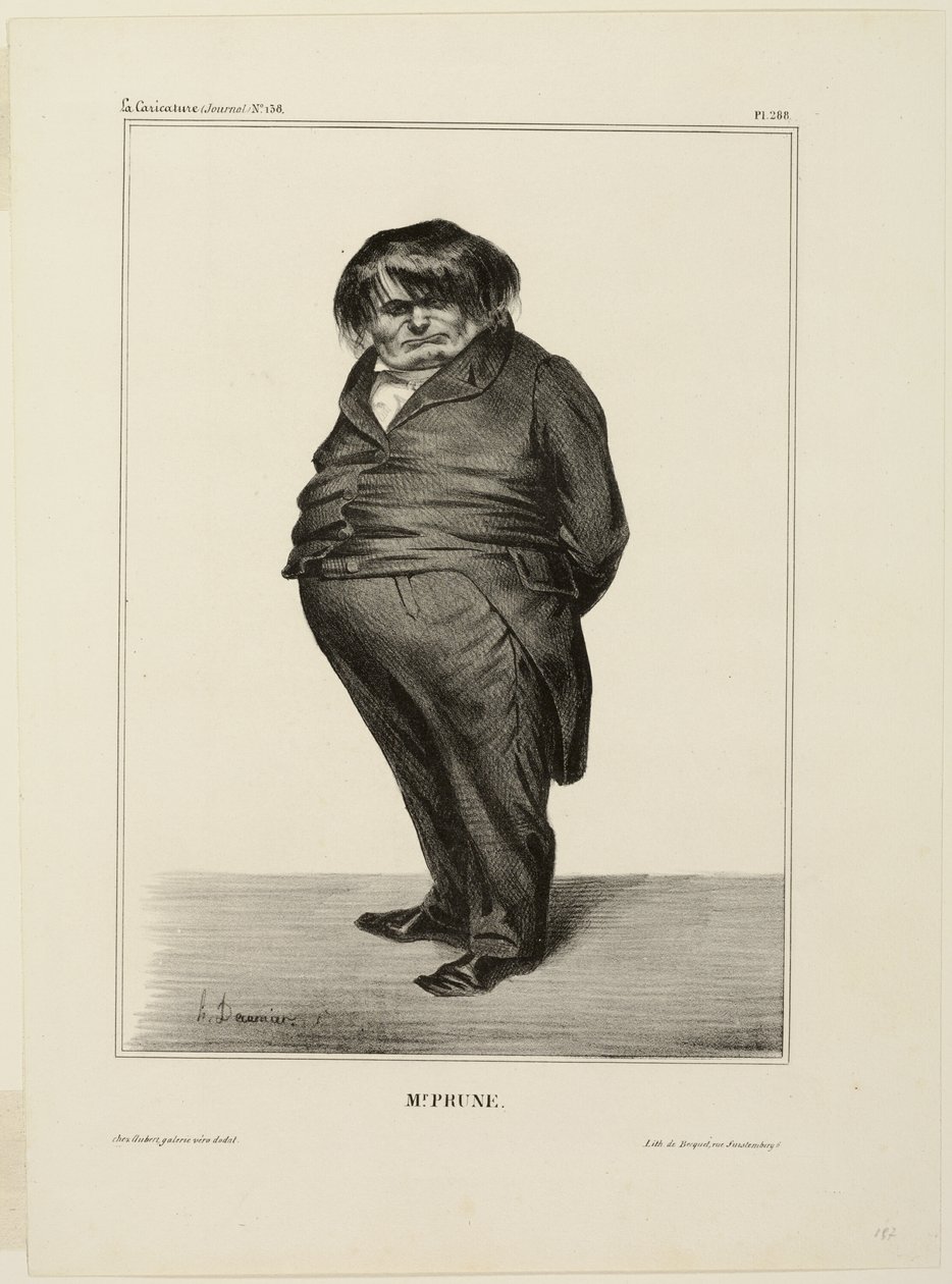 Mr. Prune, plaat 288 uit Célébrités de la Caricature door Honoré Victorin Daumier