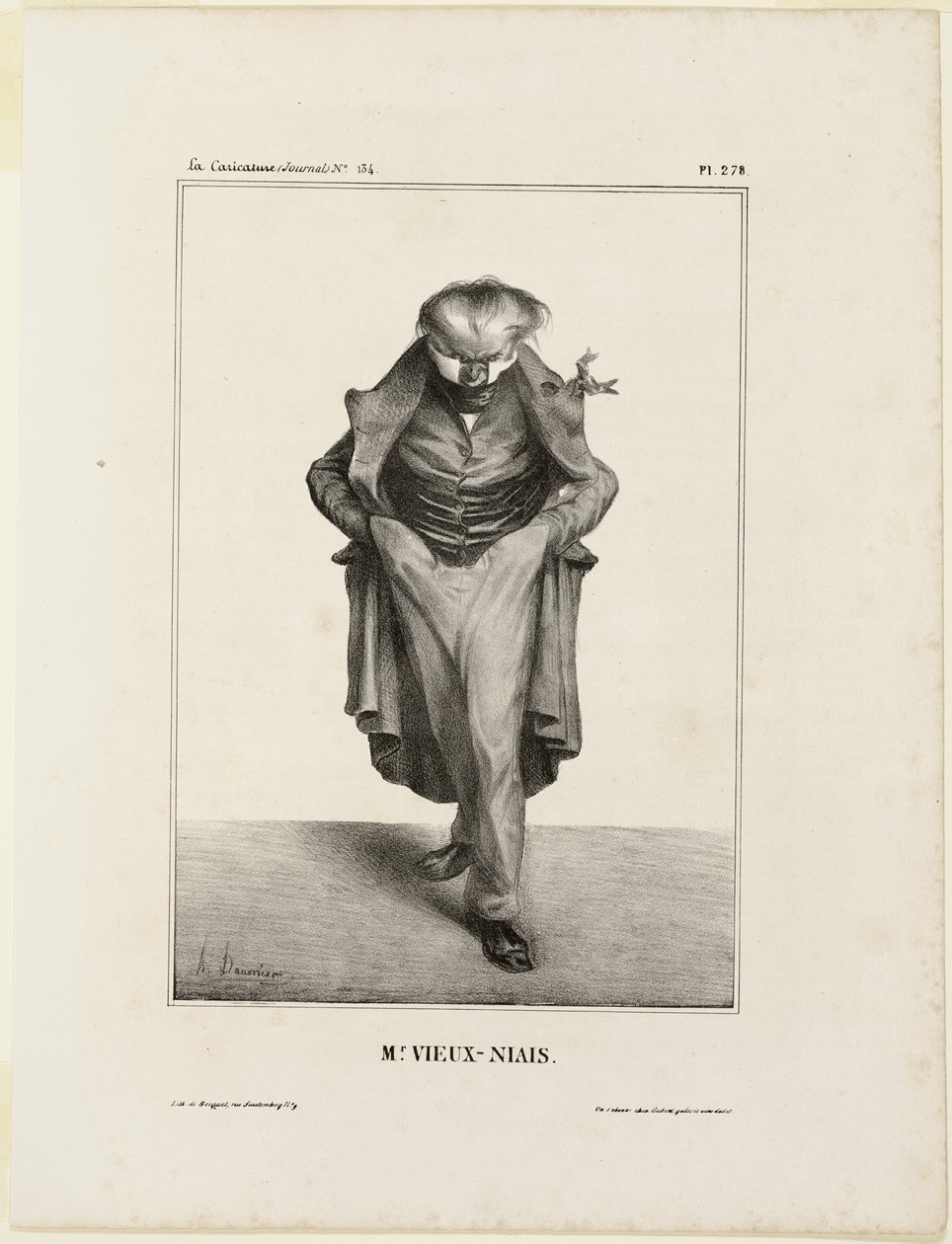 Mr. Vieux-Niais, plaat 278 uit Célébrités de la Caricature door Honoré Victorin Daumier