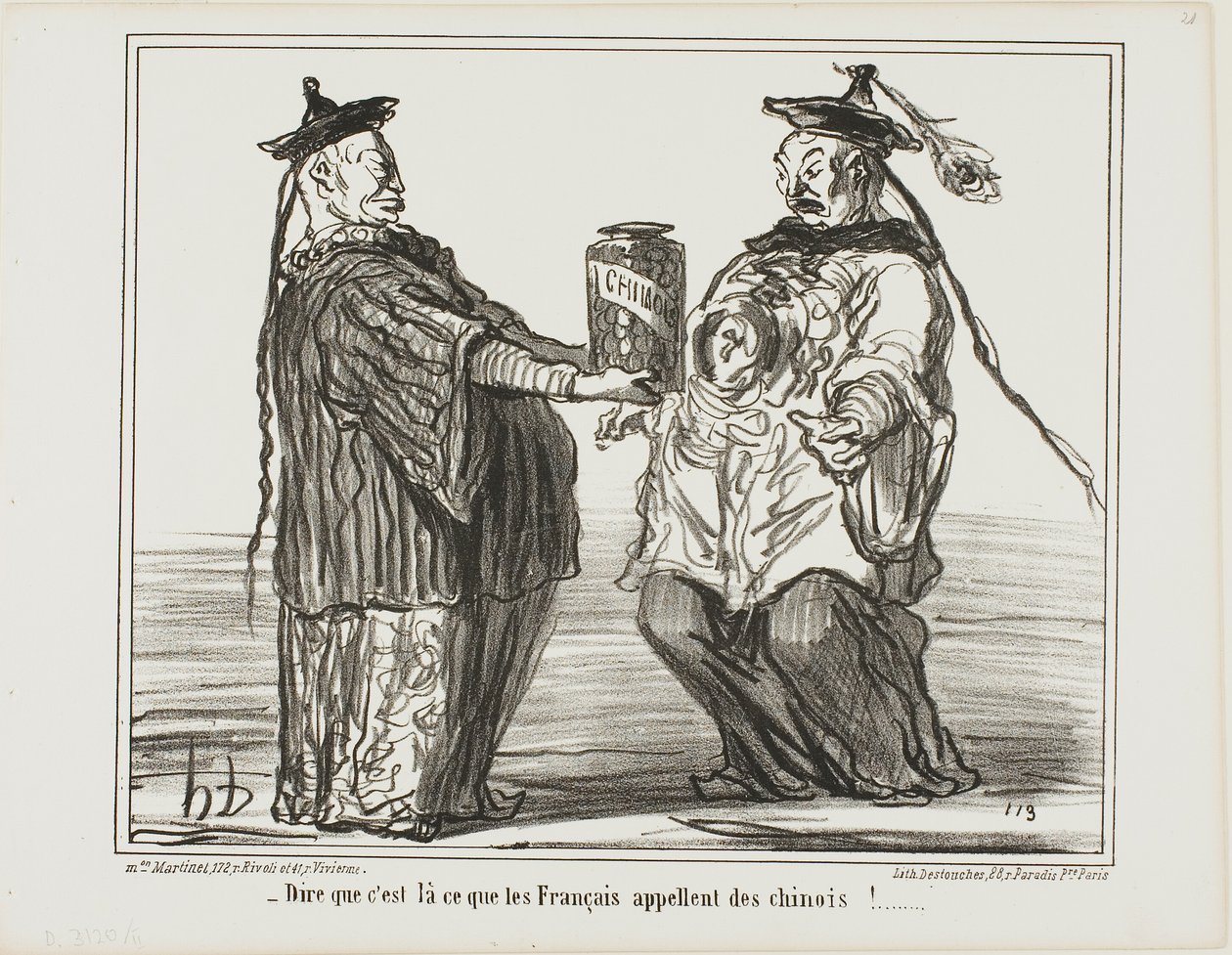 Vreemd... dit is wat de Fransen "Chinois" noemen, plaat 21 uit En Chine door Honoré Victorin Daumier