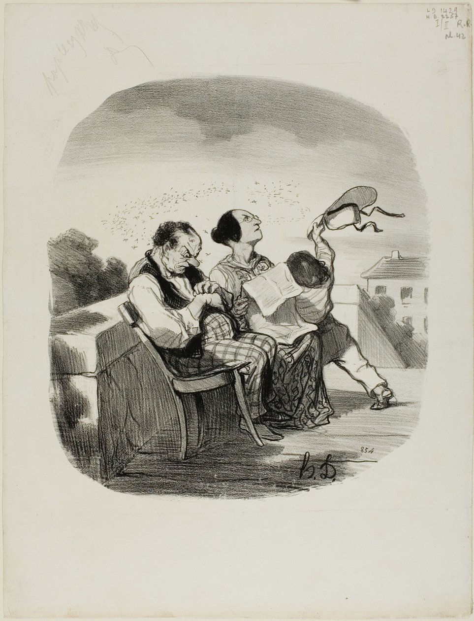 The Advantage of Sharing the Fresh Air on an Italian Terrace Together with a Great Number of Insects, plaat 42 uit Pastorales door Honoré Victorin Daumier