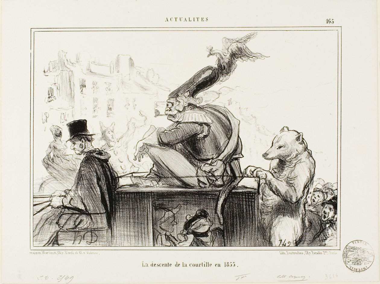 De afdaling van de Courtille in 1855, plaat 165 uit Actualités door Honoré Victorin Daumier