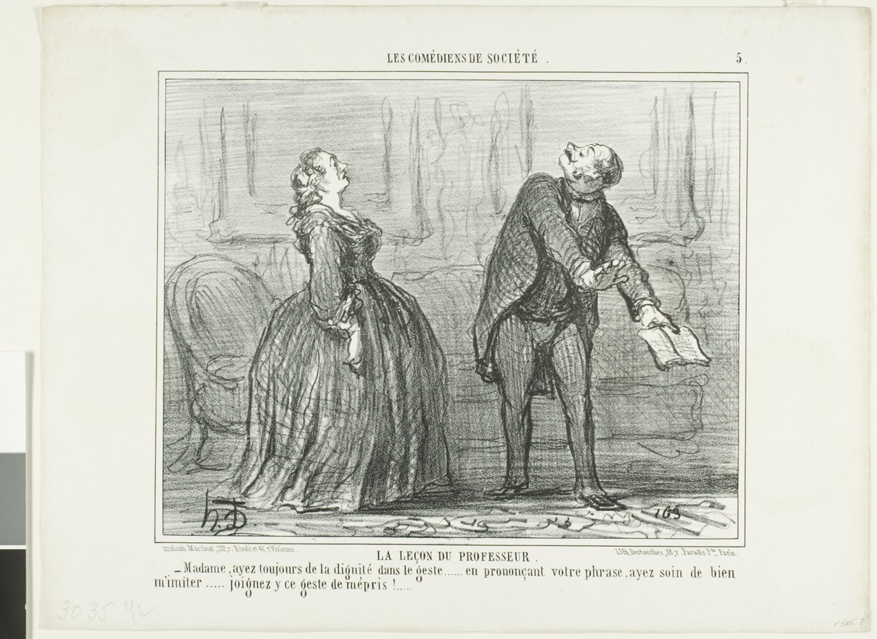 De les van de professor, plaat vijf uit Les Comédiens de Société door Honoré Victorin Daumier