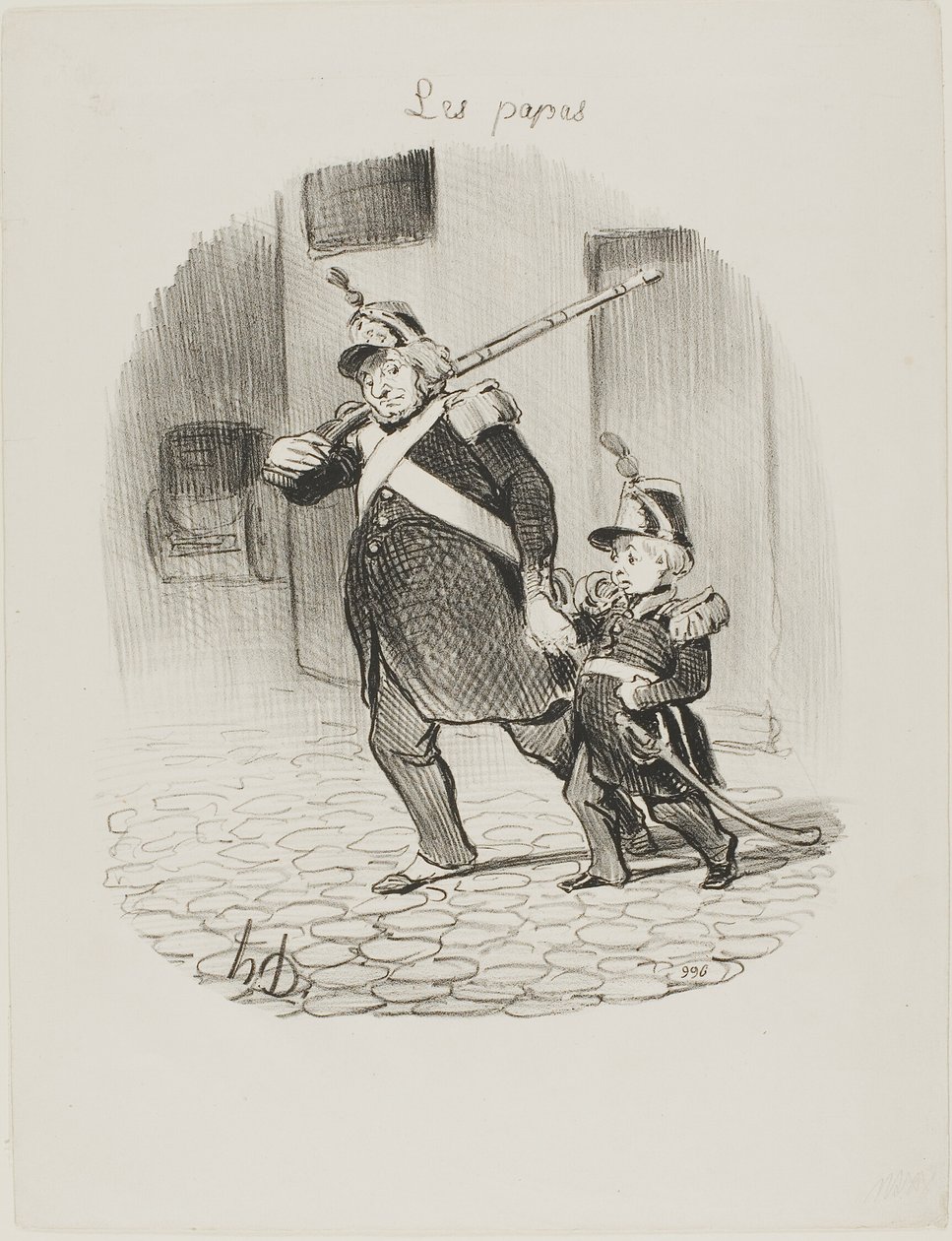 De dag van de grote parade, plaat 6 van Les Papas door Honoré Victorin Daumier