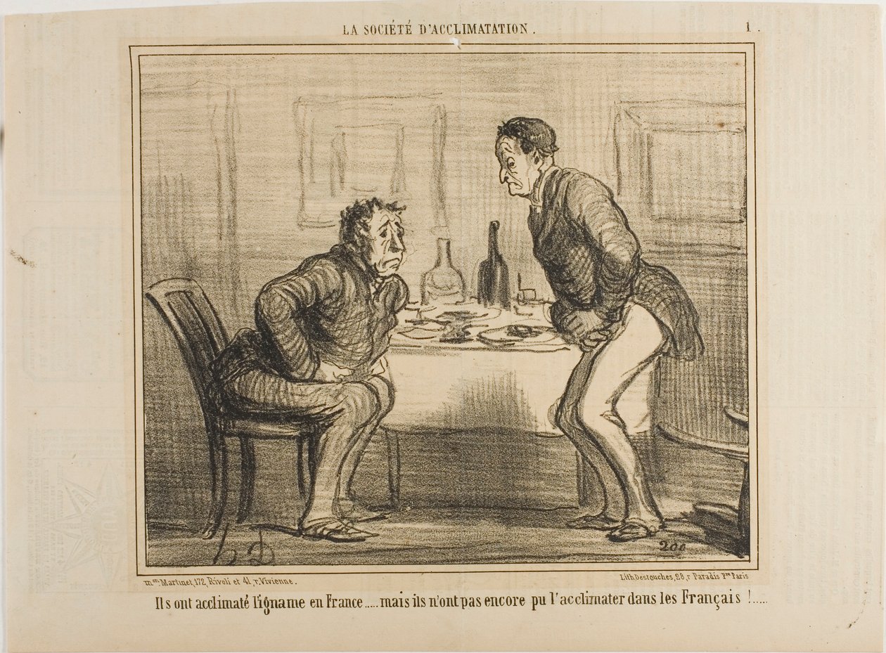 Ze slaagden erin om de Indiase aardappel aan het Franse klimaat te laten wennen, maar het is nog steeds een probleem om de Fransen aan de Indiase aardappel te laten wennen!, plaat 1 van La Société D