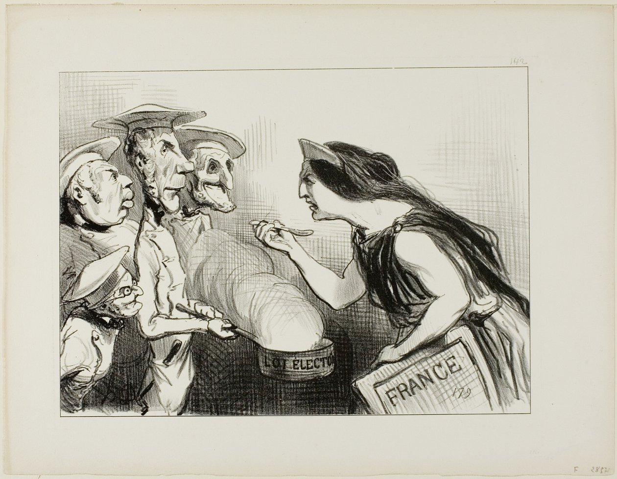 Te veel koks bederven de bouillon. "- Dit smaakt echt naar slecht koken," bord 142 van Actualités door Honoré Victorin Daumier