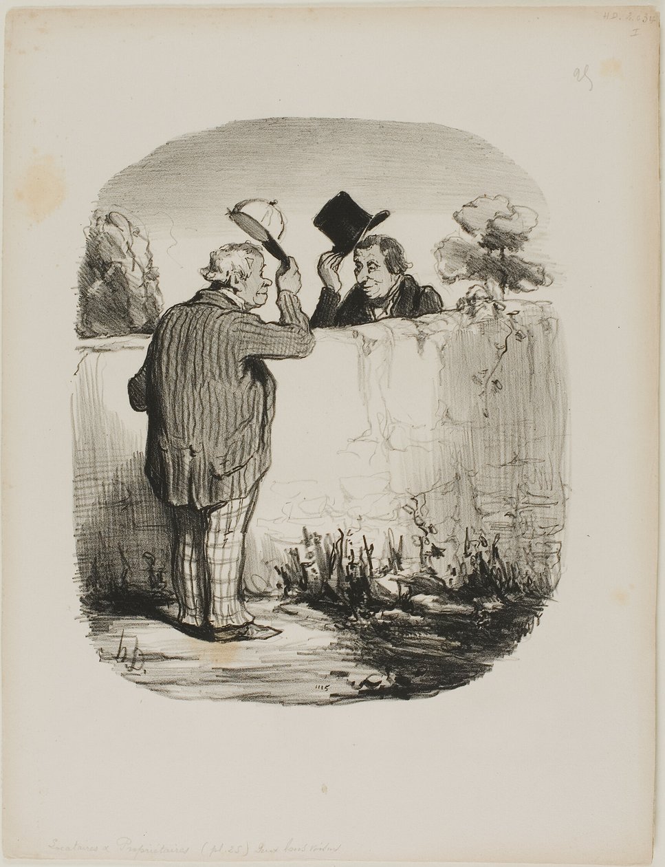 Twee goede buren, plaat 25 van Locataires Et Propriétaires door Honoré Victorin Daumier