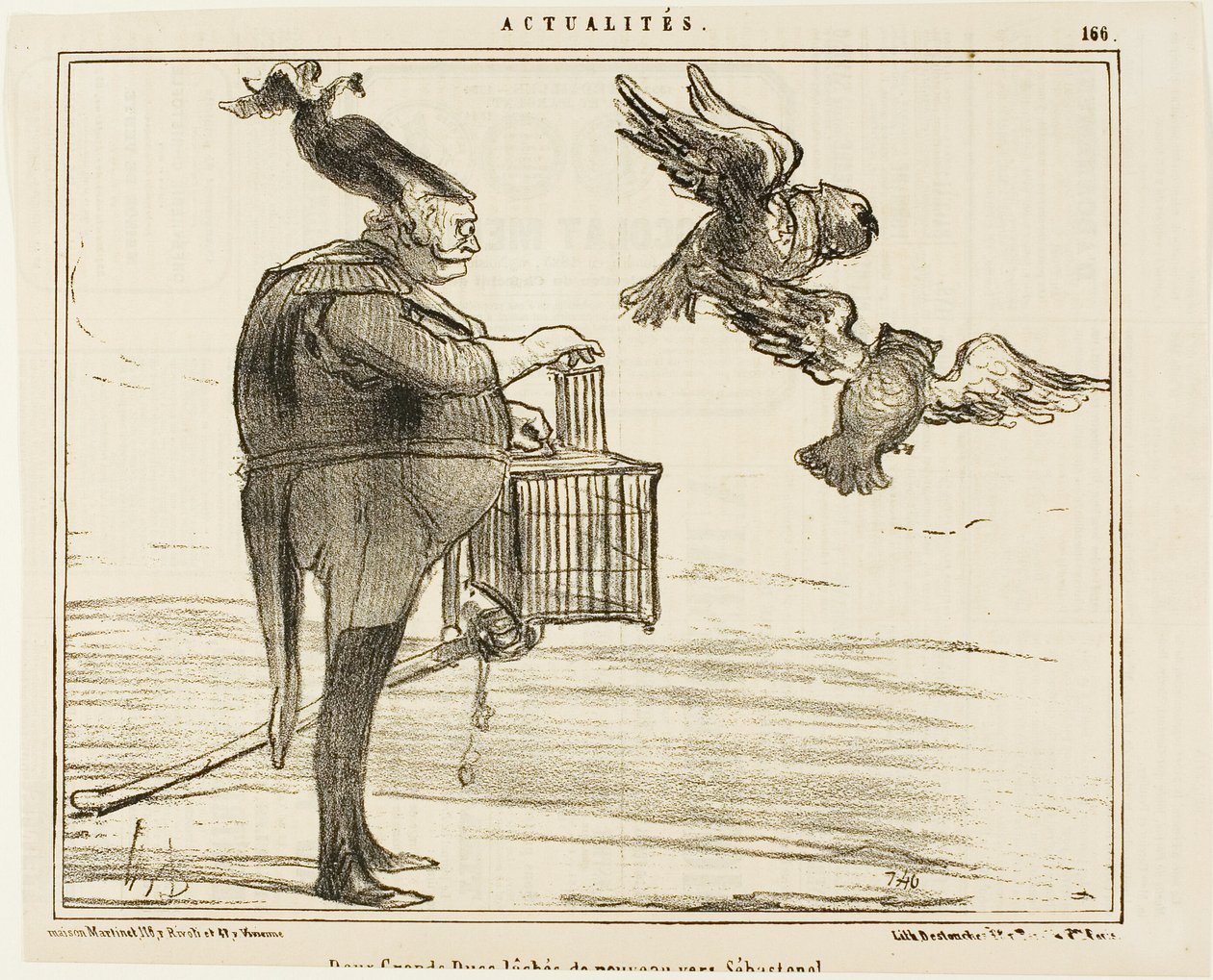Twee groothertogen vertrekken naar Sebastopol, plaat 166 uit Actualités door Honoré Victorin Daumier