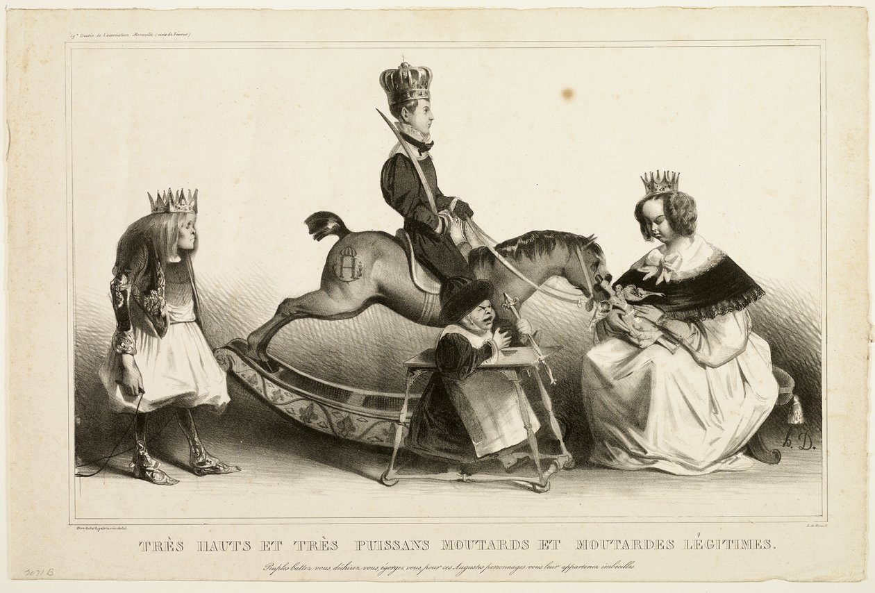 Zeer Hoge en Machtige Legitieme Ratten. Volkeren, verdedig jezelf, scheur jezelf aan stukken, offer jezelf op voor deze royals, jullie horen bij hen, imbecielen, bord 19 door Honoré Victorin Daumier