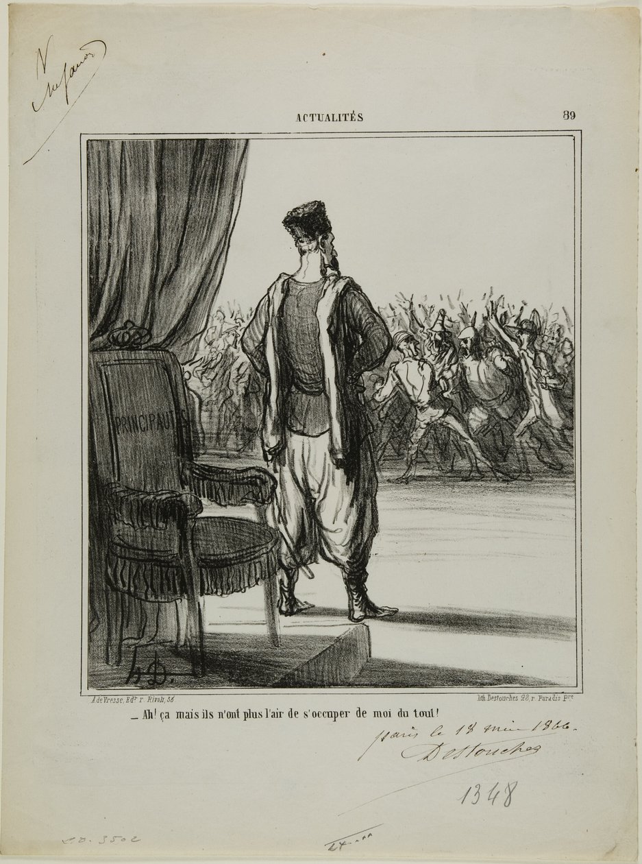 "Hoe zit dat..., ze lijken niet meer in mij geïnteresseerd te zijn," bord 89 van Actualités door Honoré Victorin Daumier