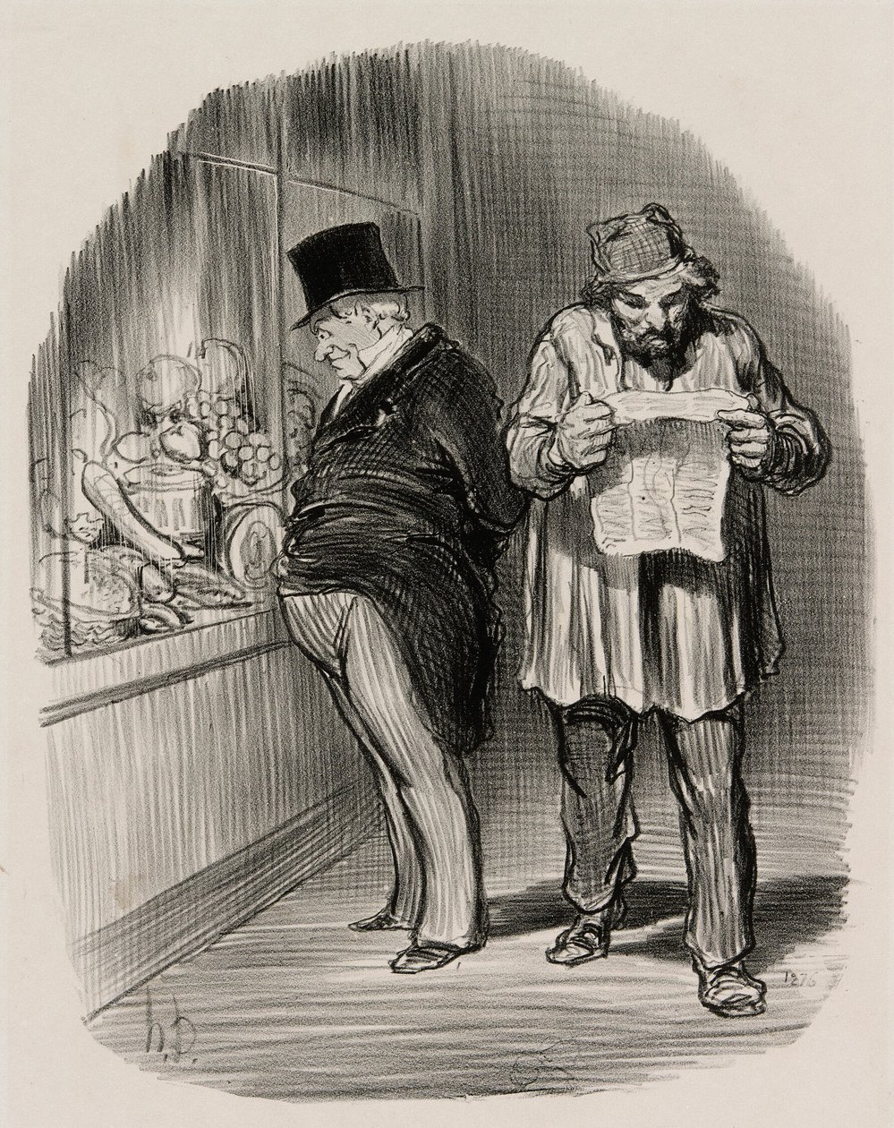 Arbeider en burger, uit Les Parisiens En 1848 door Honoré Victorin Daumier
