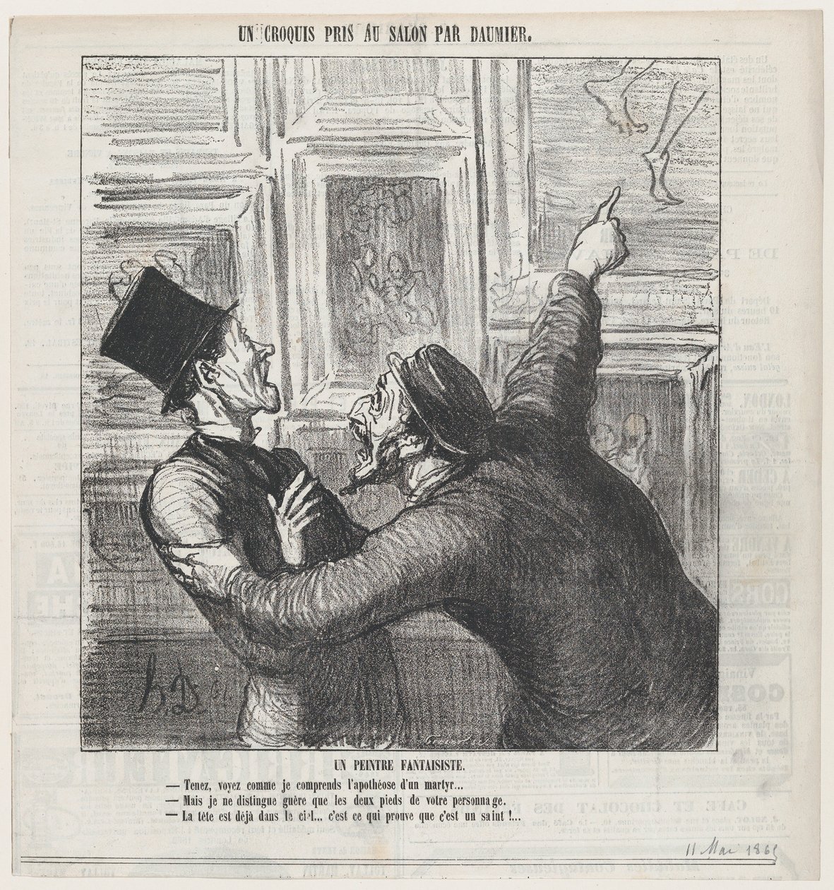 Een fantastische schilder, uit ‘Een schets uit de Salon’, gepubliceerd in Le Charivari, 11 mei 1865 door Honoré Daumier
