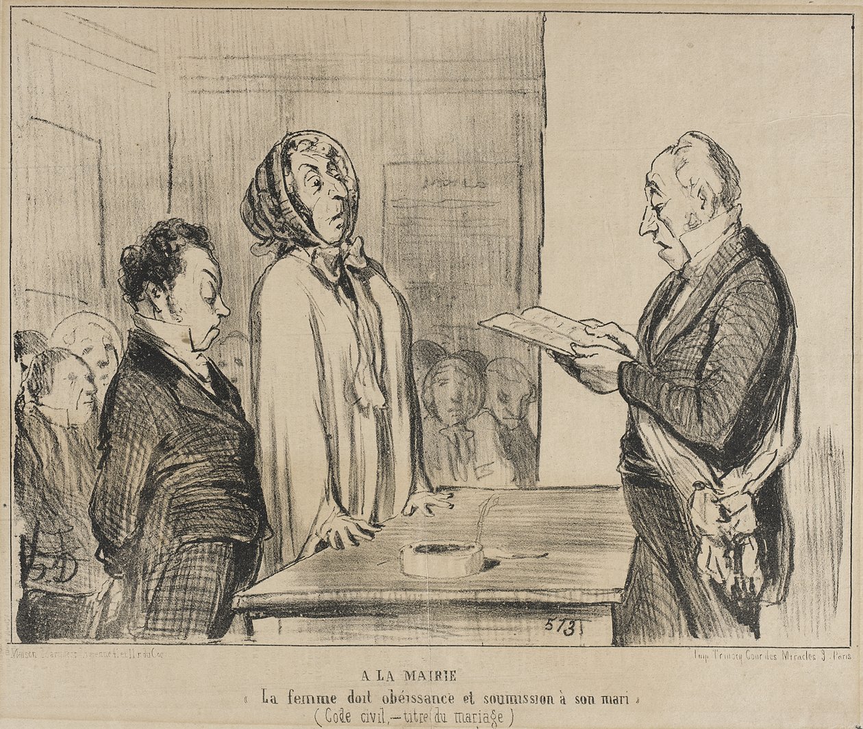 Op het gemeentehuis... door Honoré Daumier