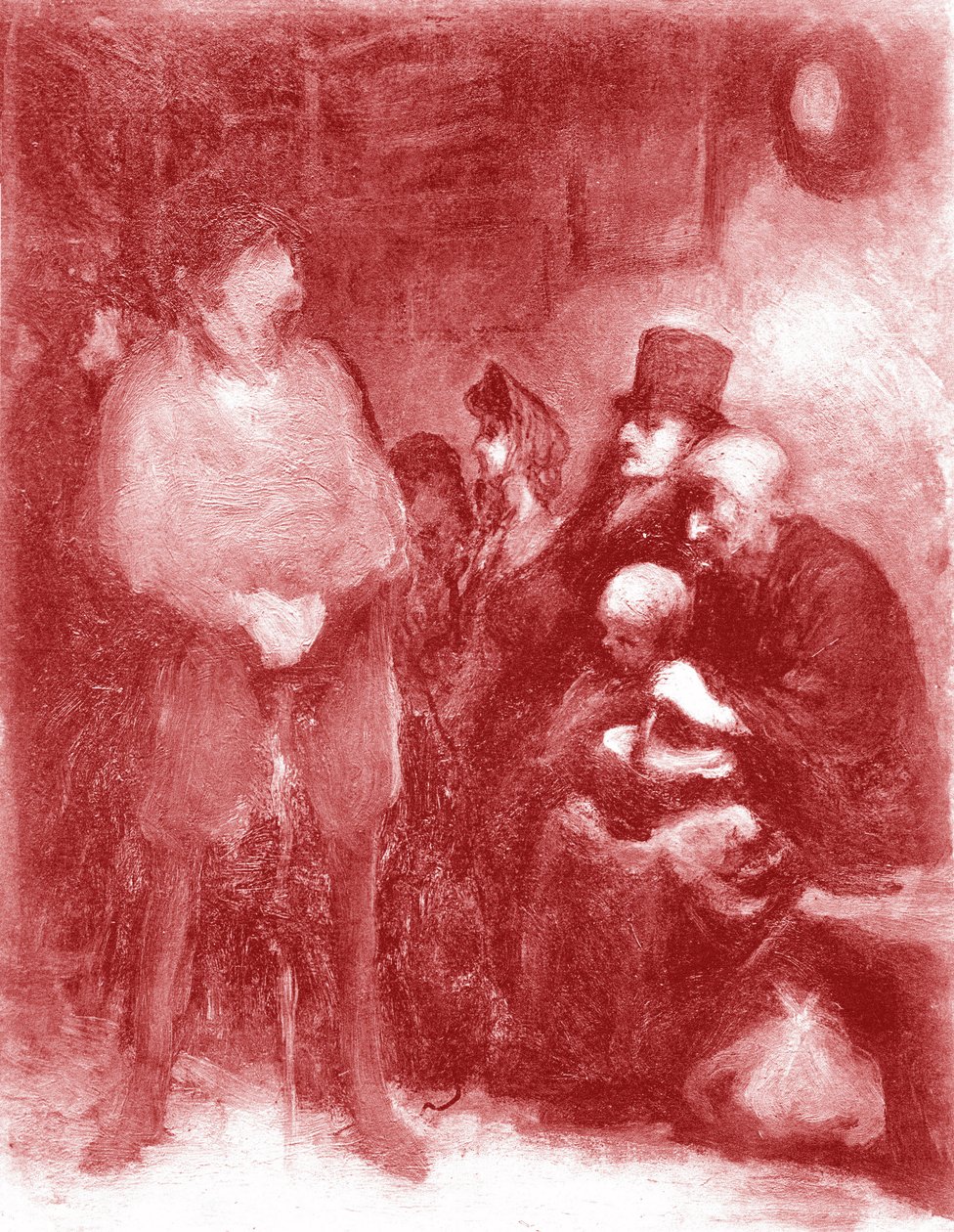 Een wachtkamer, Tentoonstelling Daumier in Galerie Durand-Ruel in 1878 door Honoré Daumier
