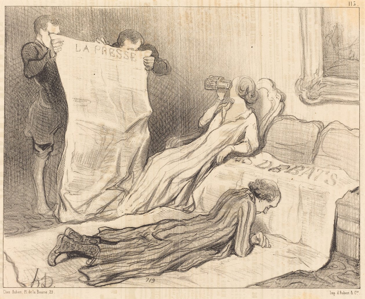 Abonnees ontvangen hun krant... door Honoré Daumier