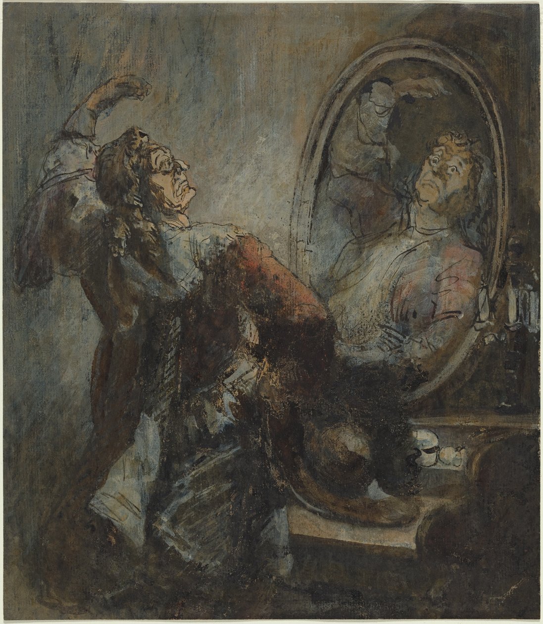 Acteur poseert voor een spiegel door Honore Daumier