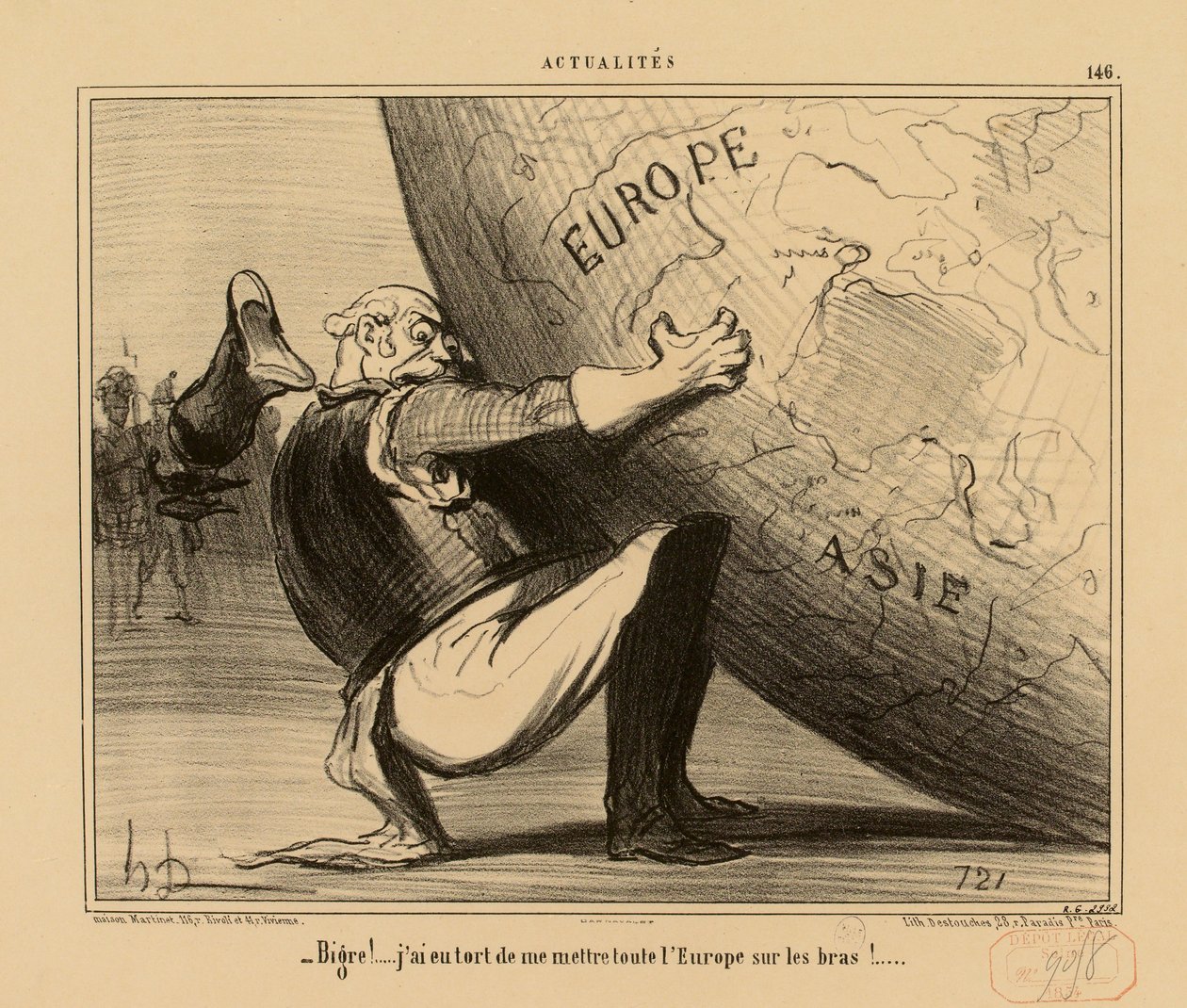Nieuws nr. 146: - Jeetje! ... Ik had het niet moeten doen om heel Europa tegen me in het harnas te jagen! ... door Honoré Daumier
