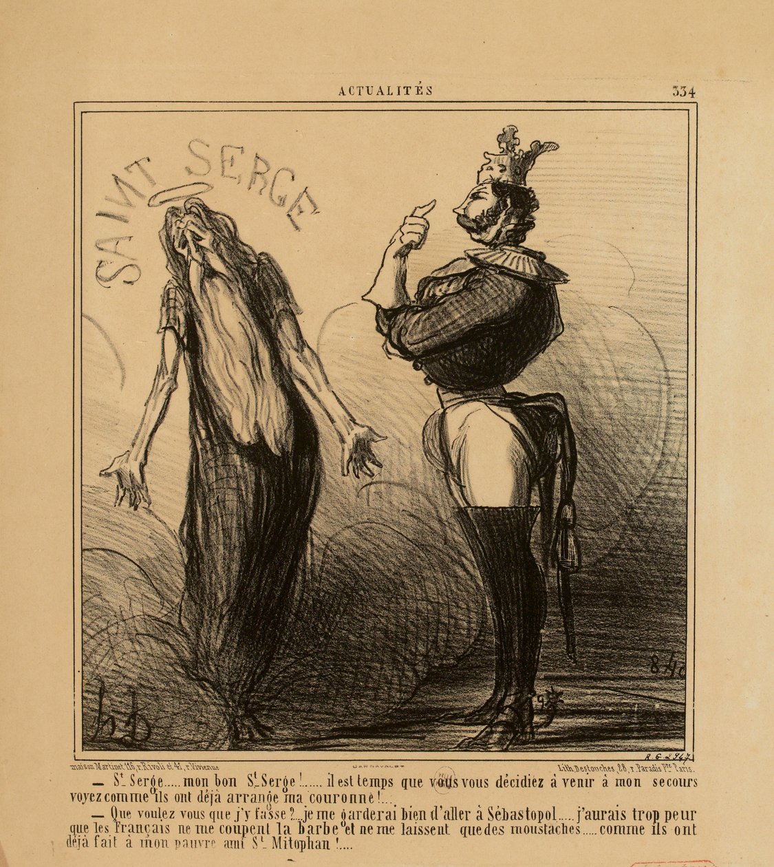 Actualiteiten nr. 334: - Sint Serge ... mijn goede Sint Serge! ... het wordt tijd dat u een besluit neemt... door Honoré Daumier