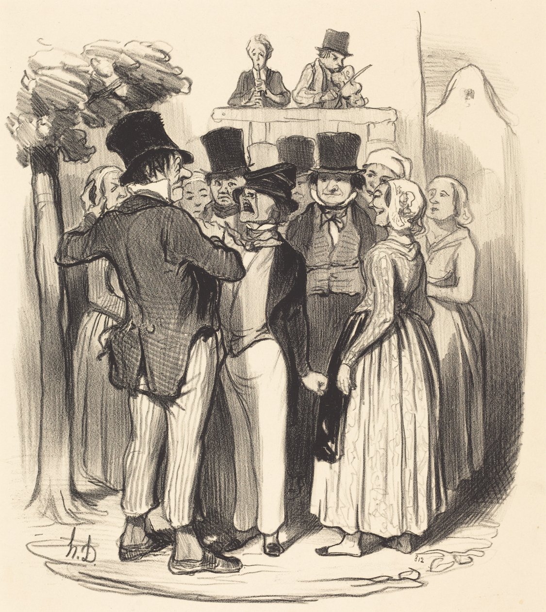 Ah! Gringalet uit Parijs... je zult komen dansen... door Honoré Daumier