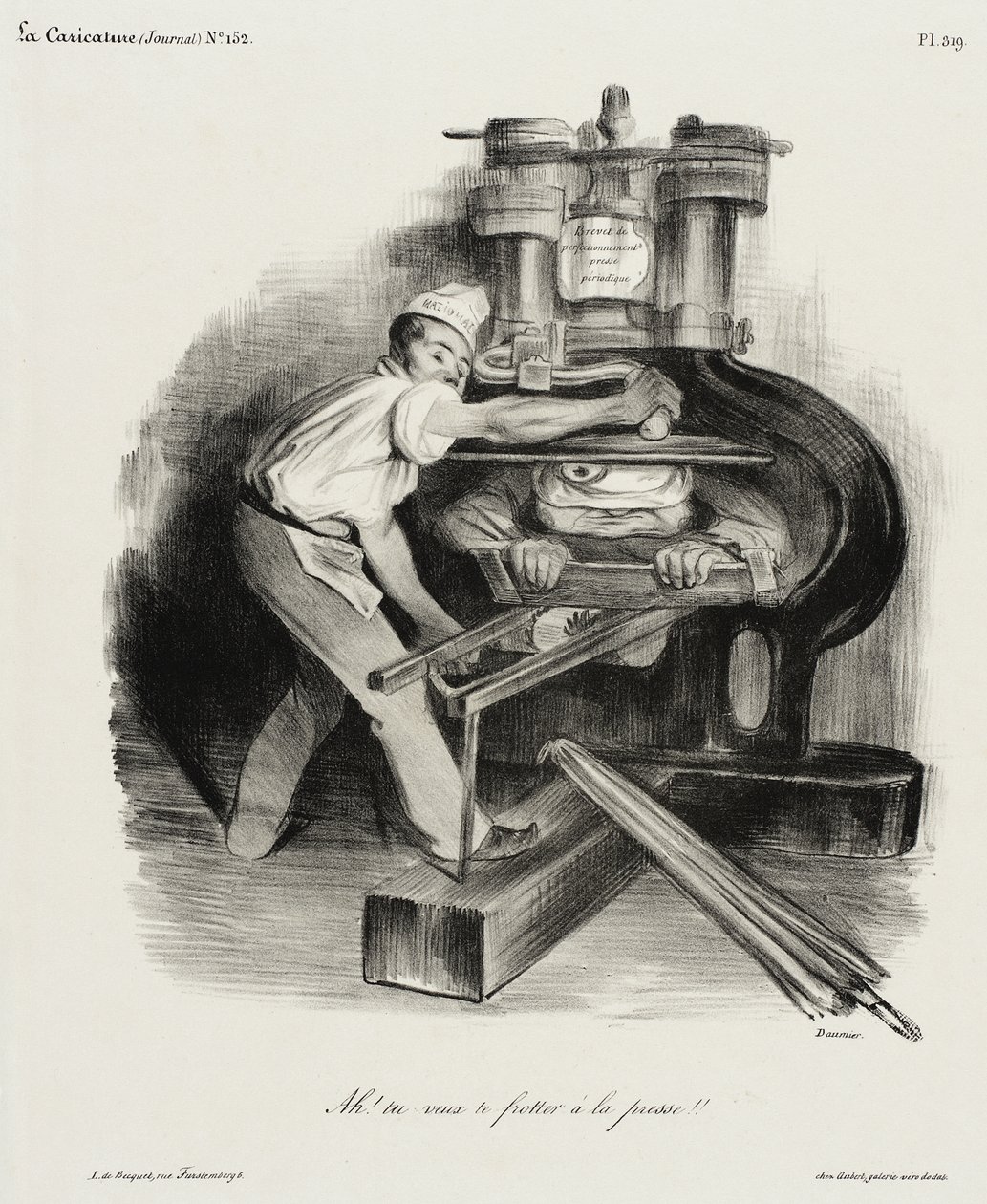 Ah! Je wilt het wel eens opnemen tegen de pers!! door Honoré Daumier