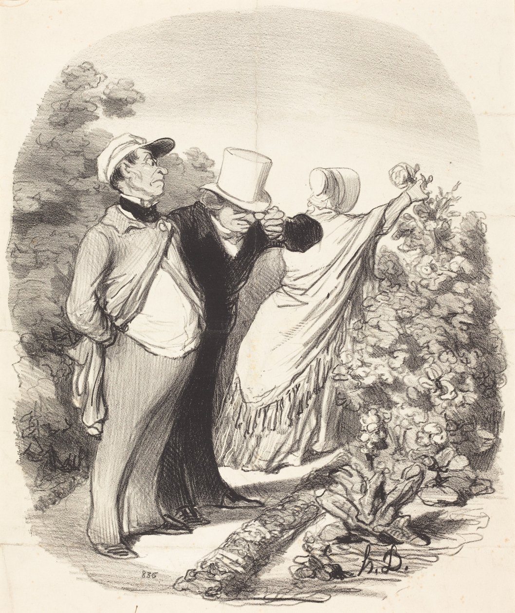Nou, nou!... daar plukt ze een roos voor me... door Honoré Daumier