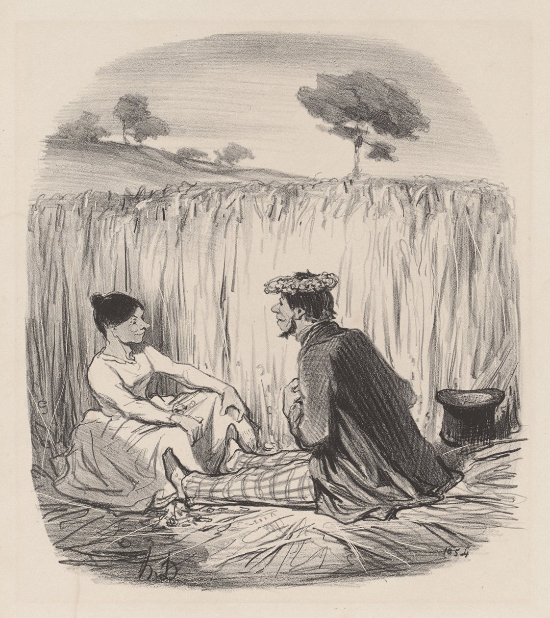 Een idylle in het koren door Honoré Daumier