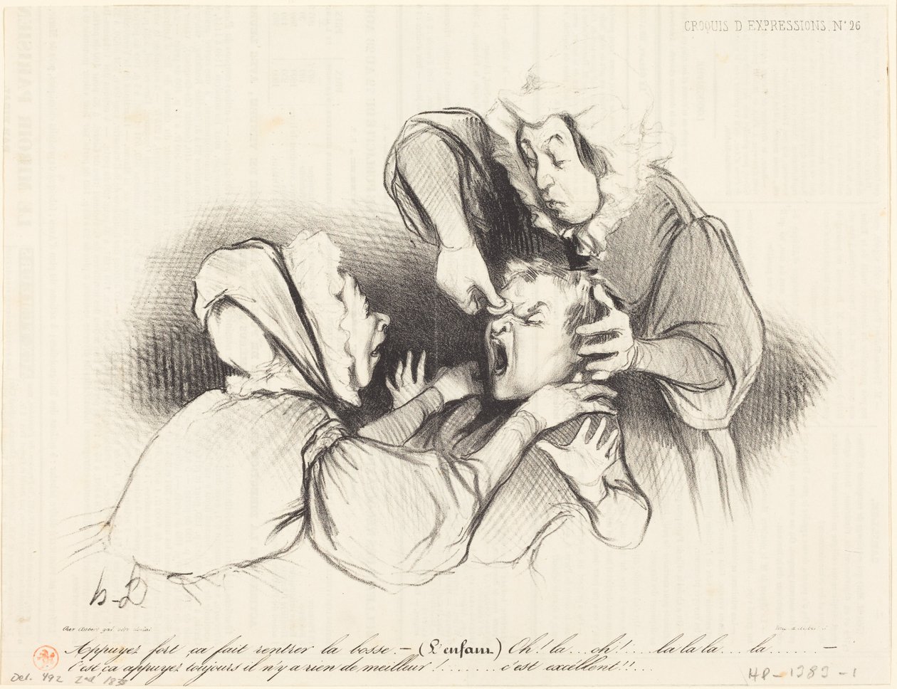 Druk hard, dan gaat de bult weer naar binnen... door Honoré Daumier