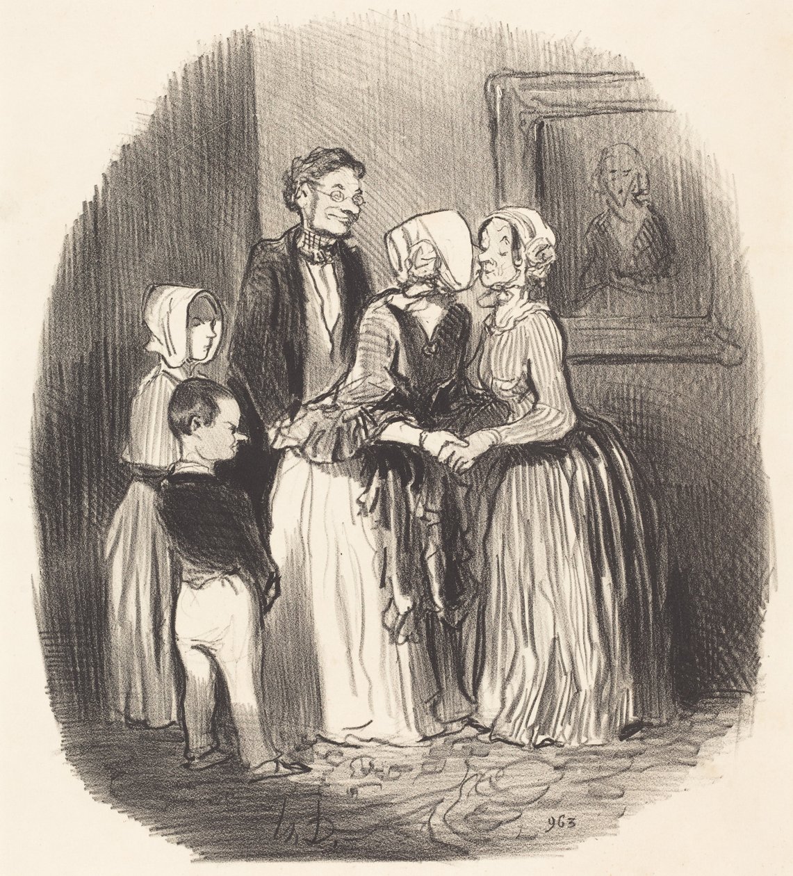 Nieuwjaarsbezoek... aan tante Rabourdin door Honoré Daumier