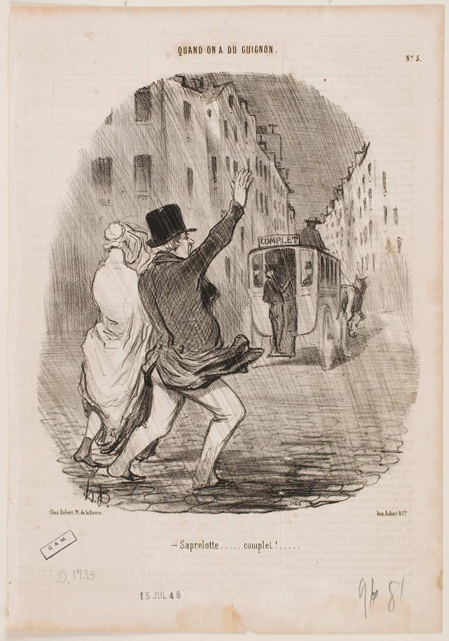 Verdorie! Het is vol! door Honoré Daumier