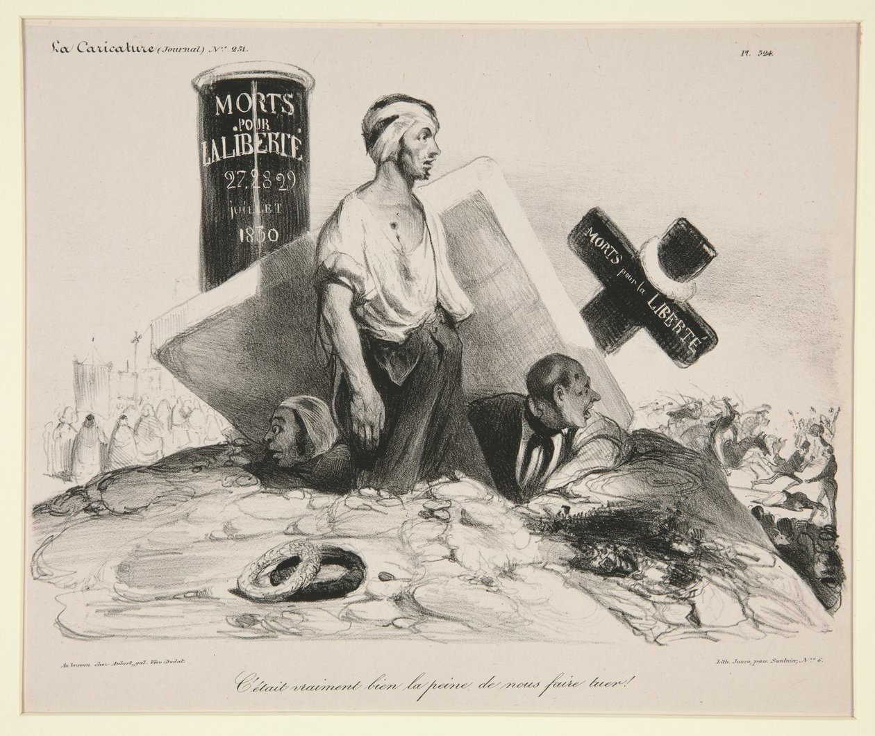 Het was werkelijk nauwelijks de moeite waard om ons daarvoor te laten doden! Plaat 524 uit het tijdschrift La Caricature door Honoré Daumier