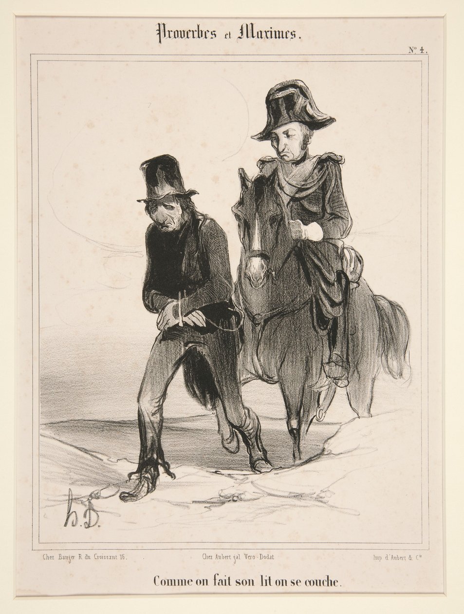 Zoals je je bed maakt, zo lig je erin, plaat 4 uit Spreuken en Maximen door Honoré Daumier