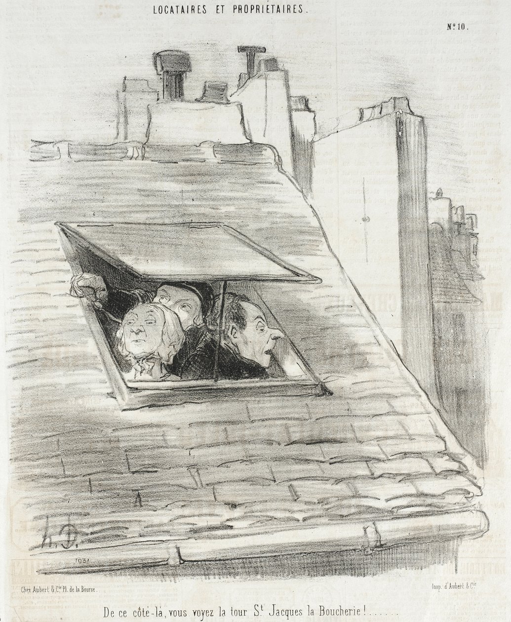 Vanaf deze kant ziet u de toren van St. Jacques... door Honoré Daumier