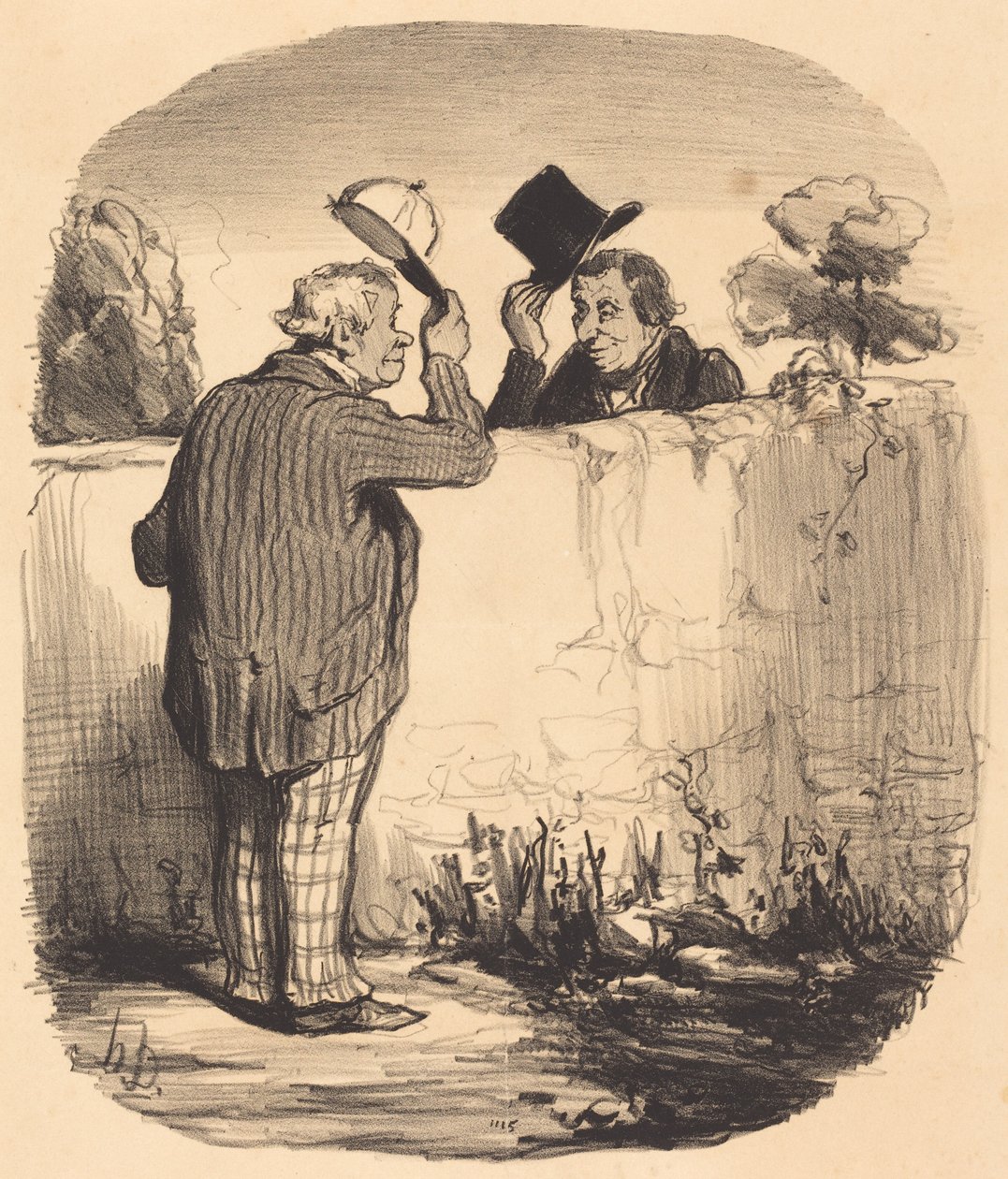 Twee goede buren door Honoré Daumier