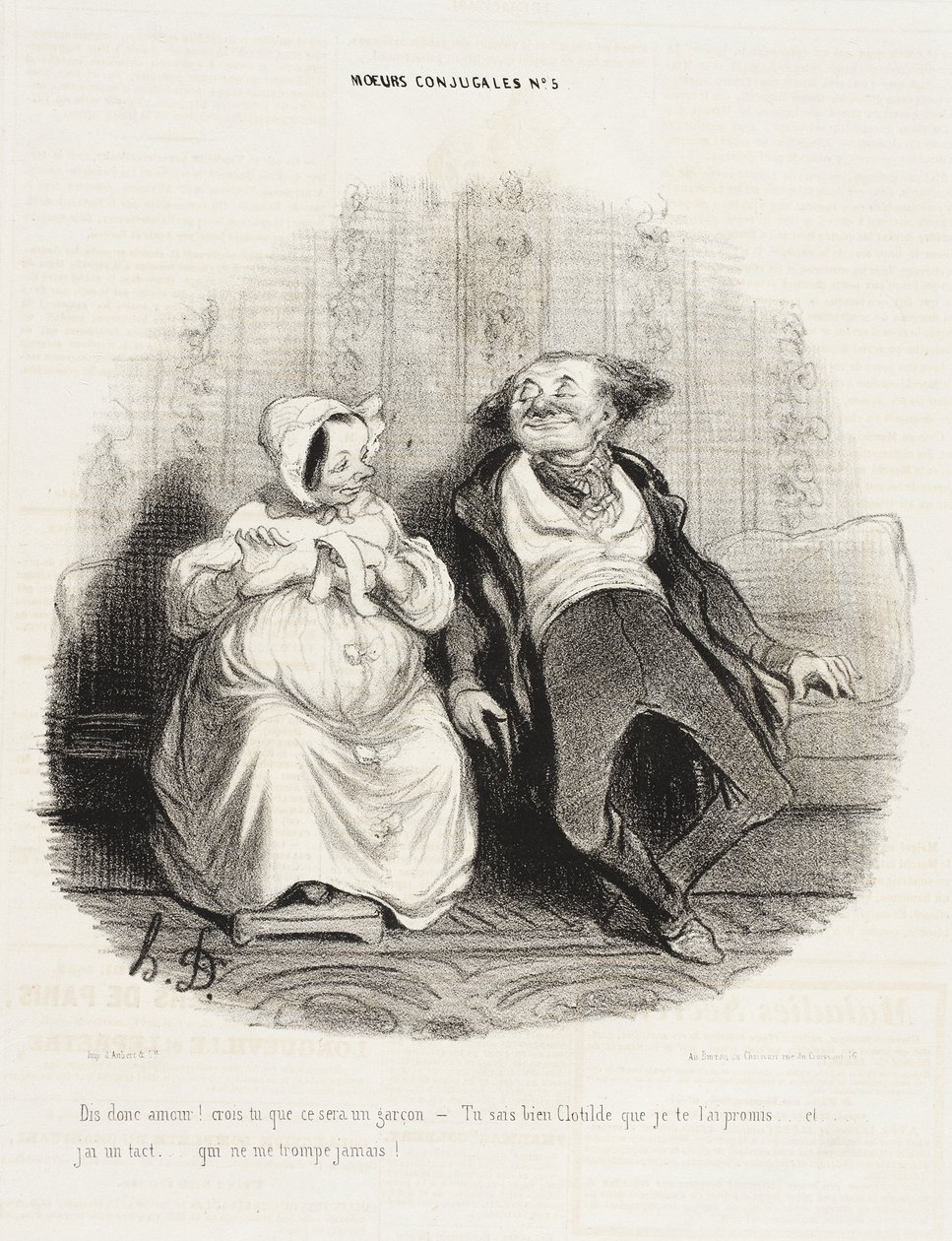 Zeg eens, liefje! Denk je dat het een jongen wordt? door Honoré Daumier