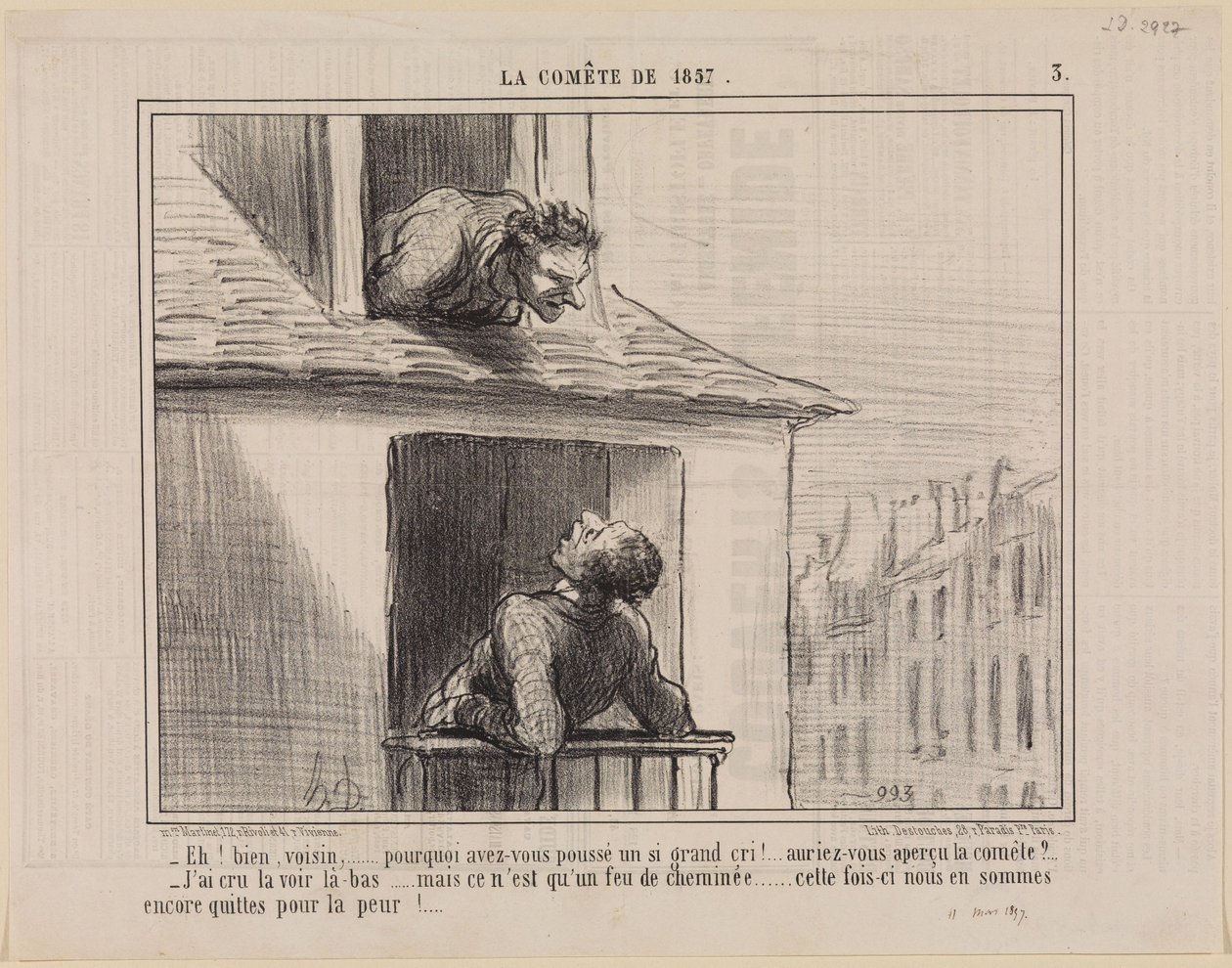 Welnu, buurman,... (De komeet van 1857, plaat 3) door Honoré Daumier