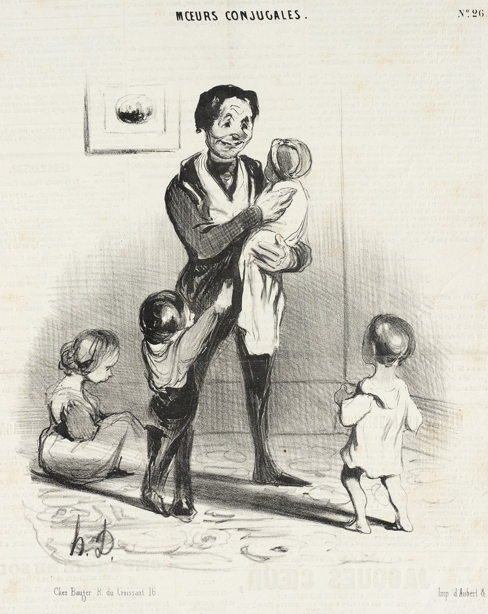 Hé, hé! Jij kleine deugniet, je zult... door Honoré Daumier