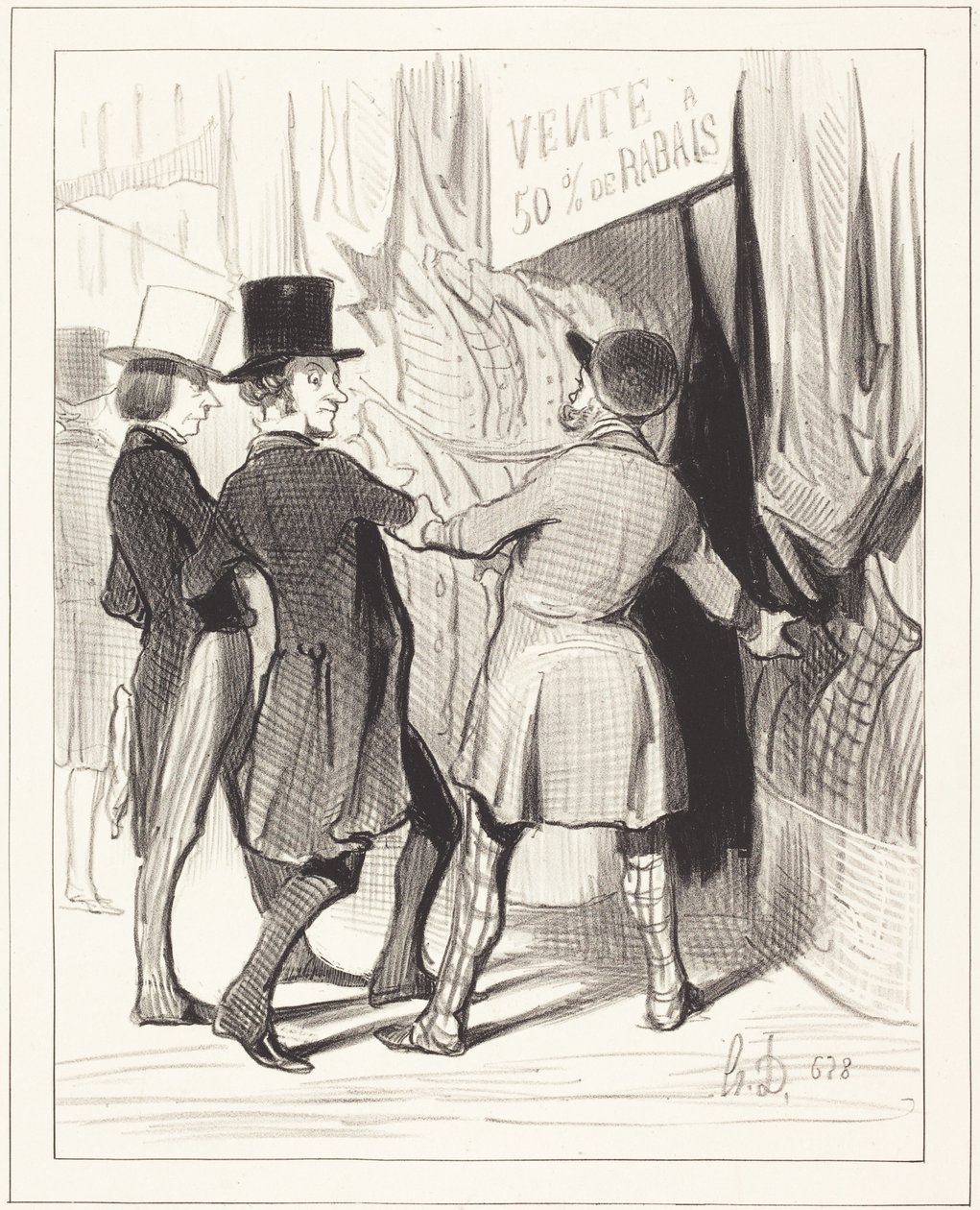 Entrez Messieurs... voici de magnifiques... door Honoré Daumier