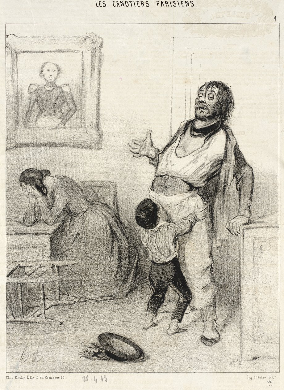 Is het wel toegestaan om in zo’n toestand terug te komen uit Bercy... door Honoré Daumier