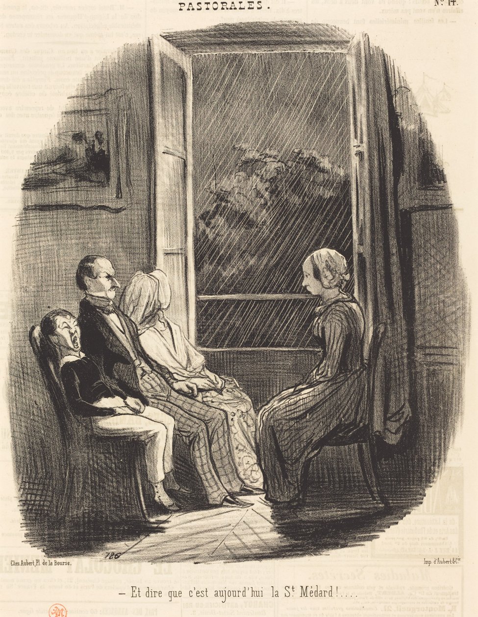 En te bedenken dat het vandaag Sint-Medardus is! door Honoré Daumier