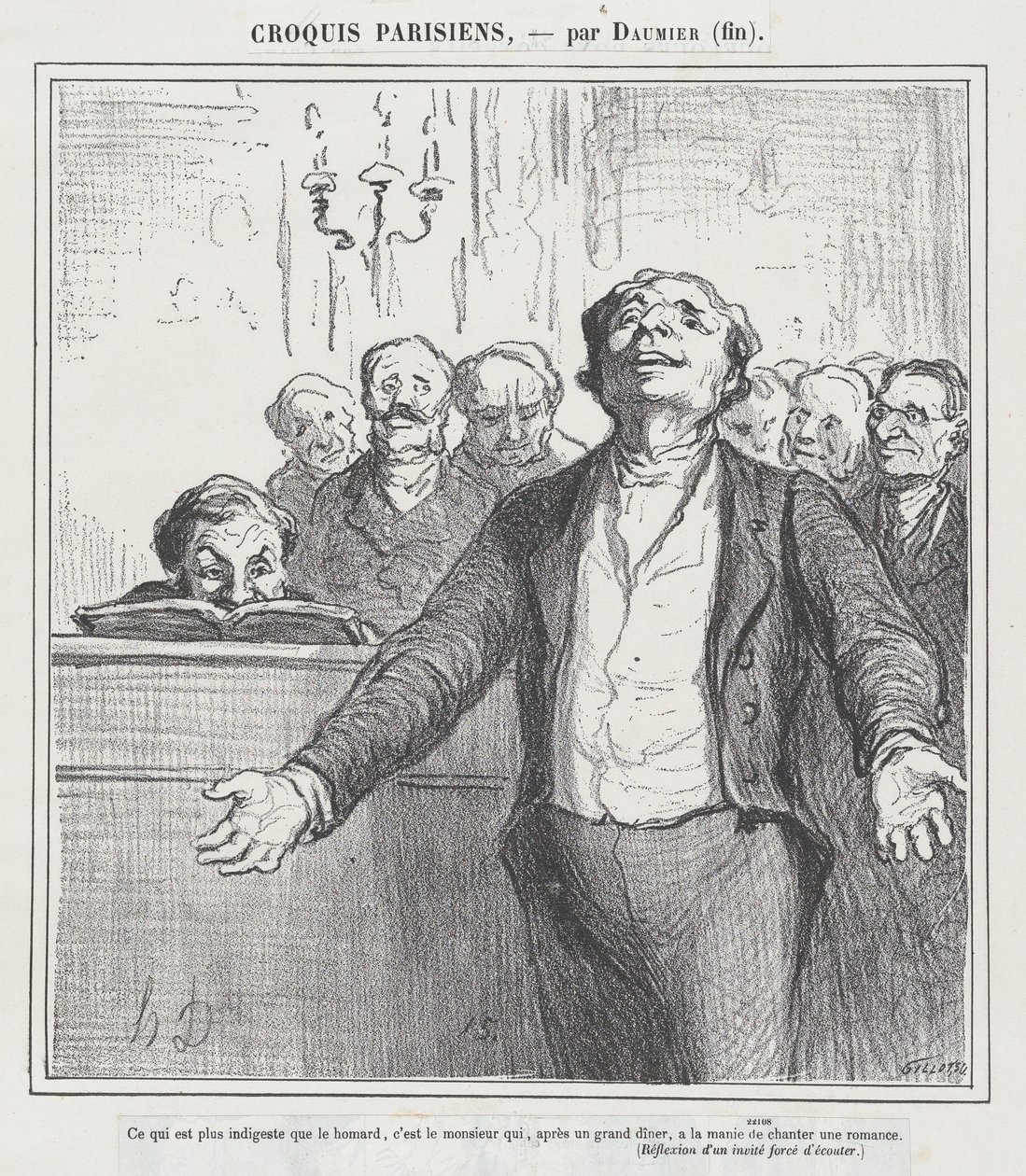 Nog onverteerbaarder dan een kreeftdiner..., uit „Parijse schetsen” door Honoré Daumier