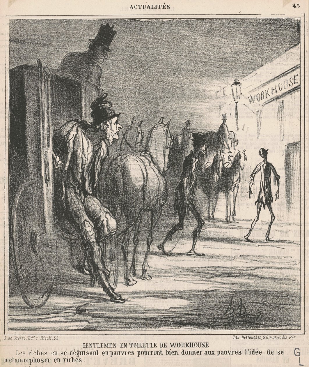 Heren in werkhuiskleding door Honoré Daumier