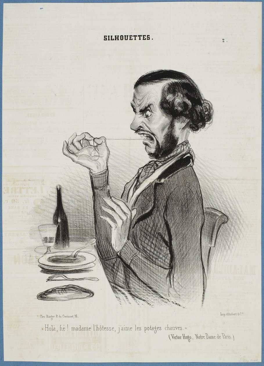 Wacht eens! Bedienster, ik heb de groenten liever gladgeschoren. door Honoré Daumier