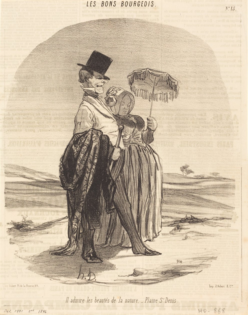 Hij bewondert de schoonheid van de natuur - Plaine St. Denis door Honoré Daumier