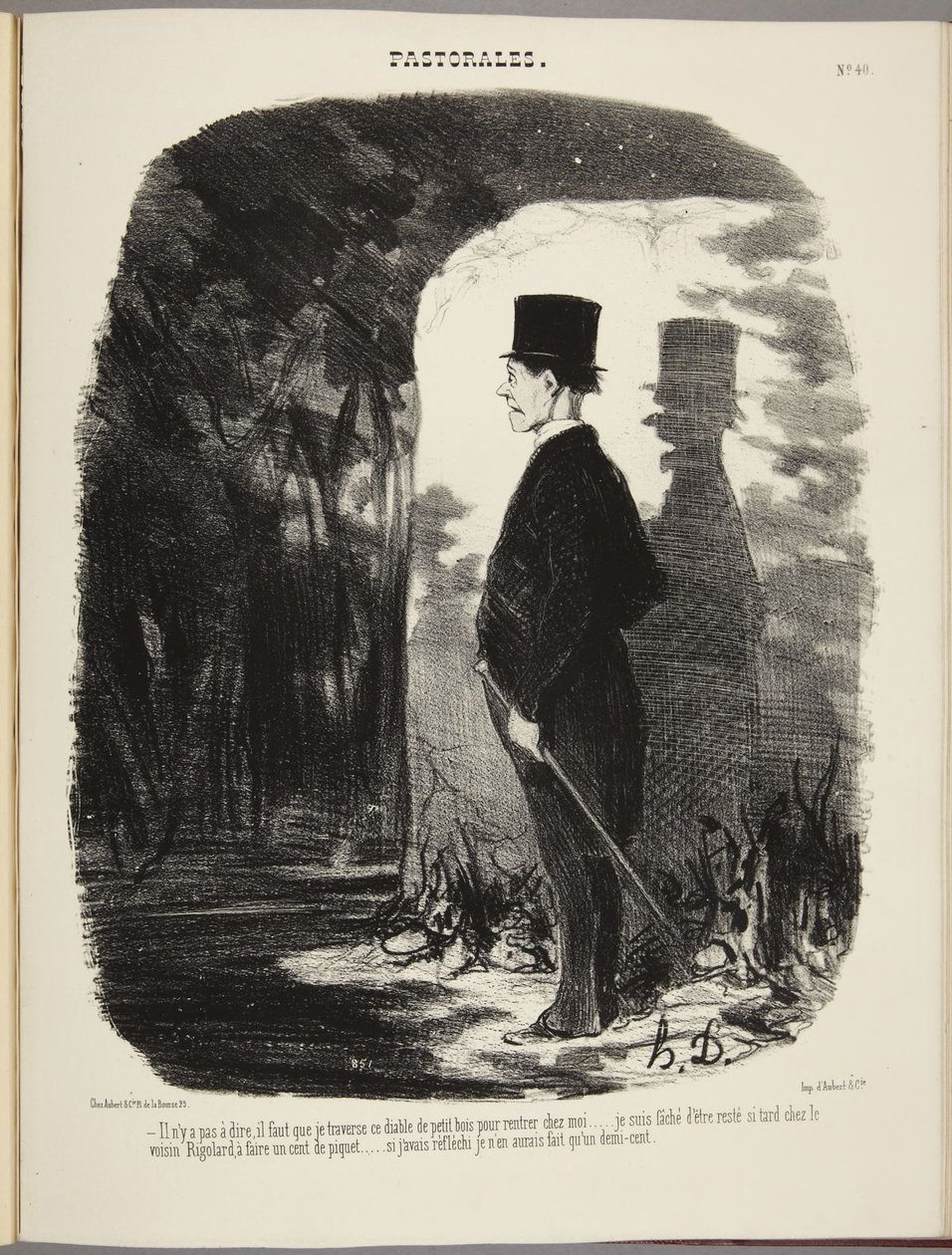 Het lijdt geen twijfel: ik moet door dat verdomde bosje heen om thuis te komen... door Honoré Daumier